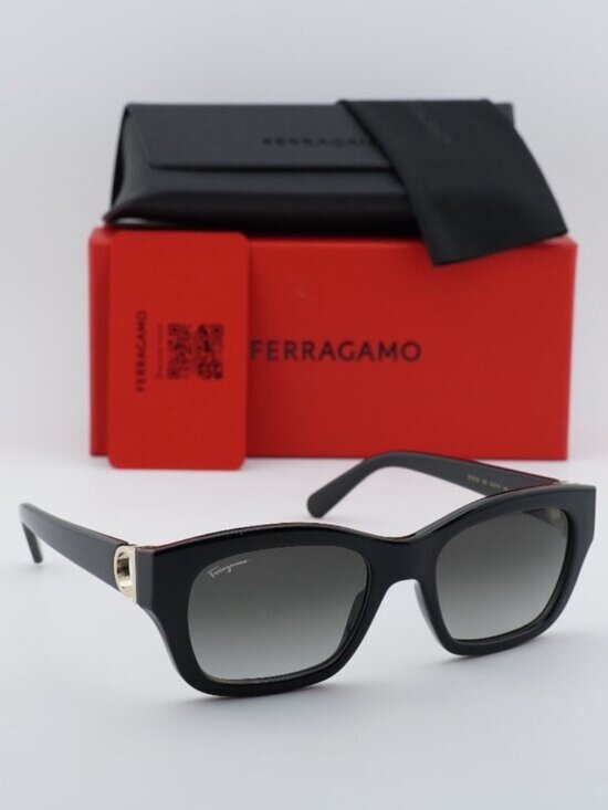 Salvatore Ferragamo SF1012S 001 Rectangle Sunglasses - Black / Grey main image 5